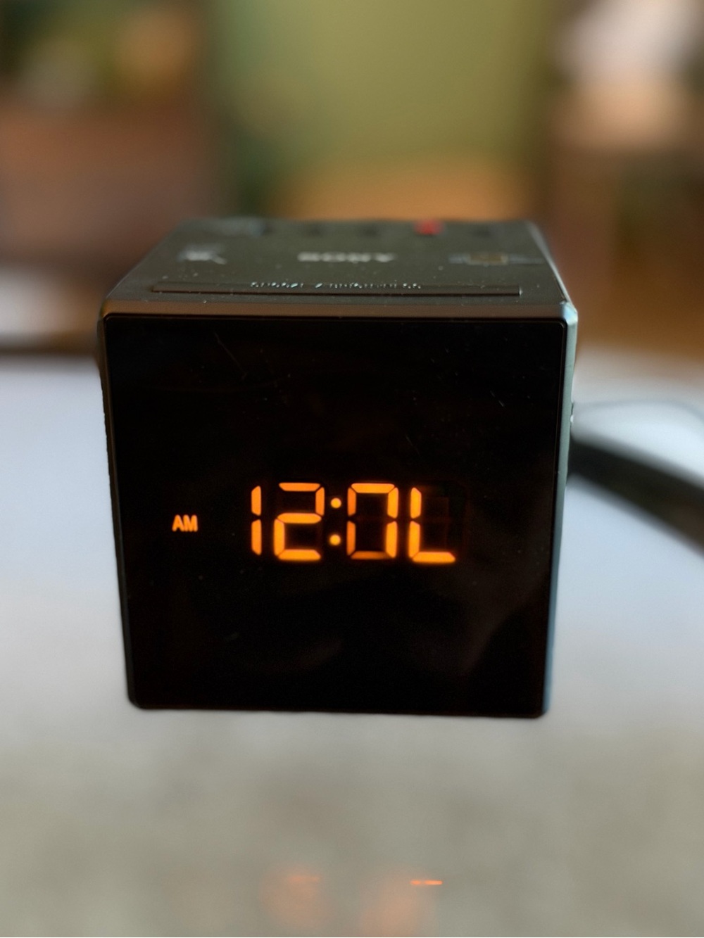 Sony Black Digital Clock Cube with Orange LED Display